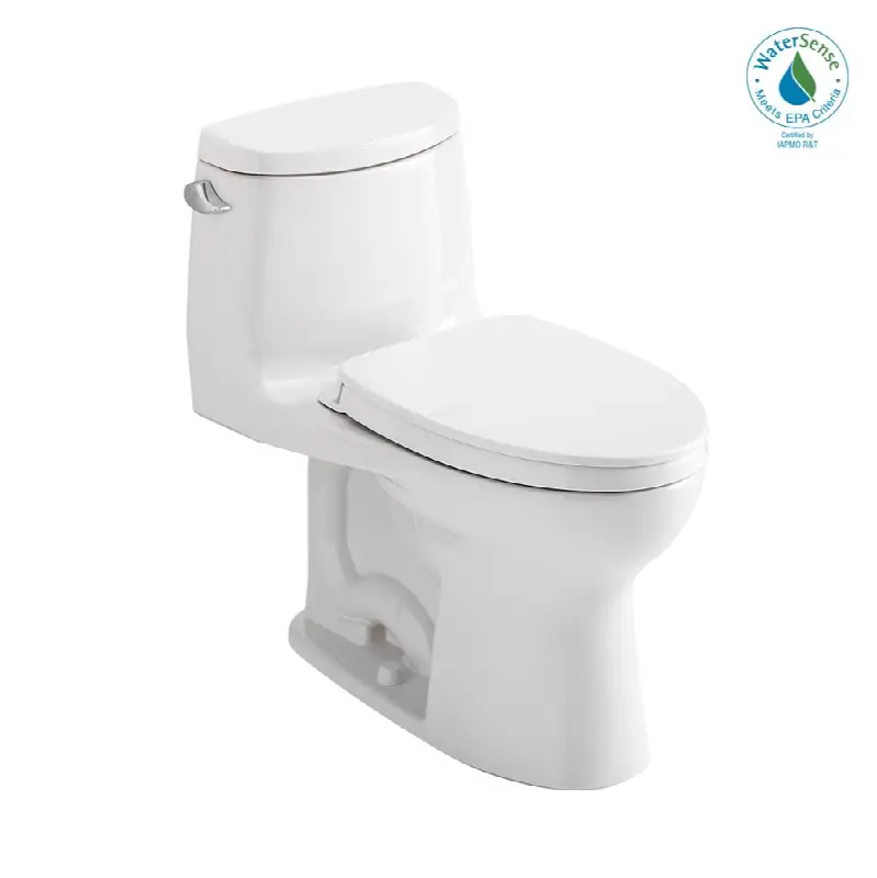 TOTO® UltraMax® II One-Piece Elongated 1.28 GPF Universal Height Toilet with Right Hand Trip Lever, CEFIONTECT and SS124 SoftClose Seat, WASHLET+ Ready, Cotton White