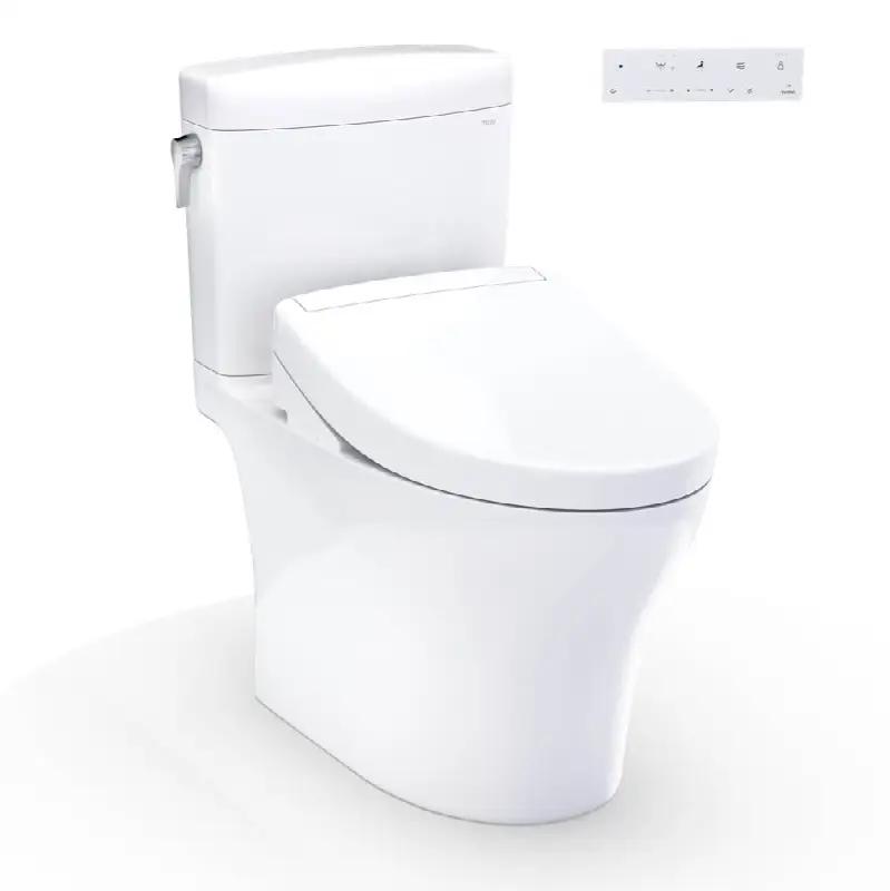 WASHLET®+ Aquia IV® Cube Two-Piece Elongated Dual Flush 1.28 and 0.9 GPF Toilet with S5 Bidet Seat, Cotton White