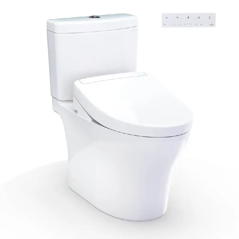 WASHLET+® Aquia IV Two-Piece Elongated Dual Flush 1.28 and 0.9 GPF Toilet and WASHLET S5 Bidet Seat, Cotton White