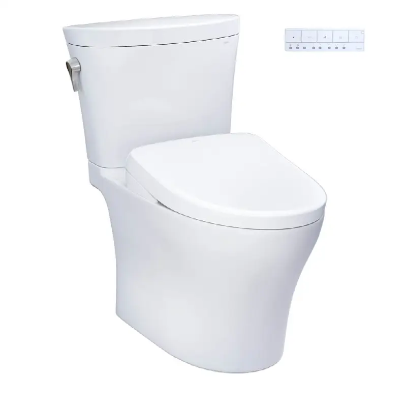 WASHLET®+ Aquia IV® Arc Two-Piece Elongated Dual Flush 1.28 and 0.9 GPF Toilet with S7A Contemporary Bidet Seat, Cotton White