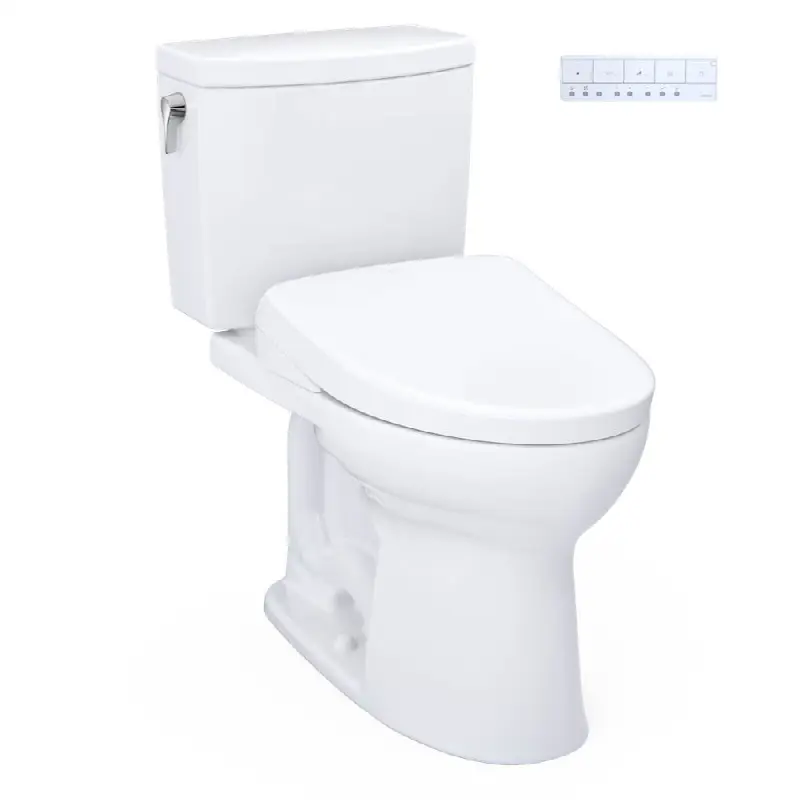 WASHLET®+ Drake® II 1G® Two-Piece Elongated 1.0 GPF Toilet with Auto Flush WASHLET®+ S7 Contemporary Bidet Seat, Cotton White