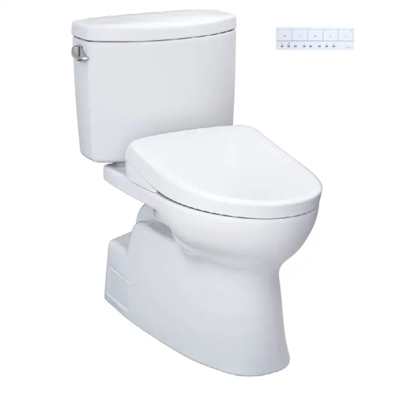 WASHLET®+ Vespin® II Two-Piece Elongated 1.28 GPF Toilet with Auto Flush WASHLET®+ S7A Contemporary Bidet Seat, Cotton White