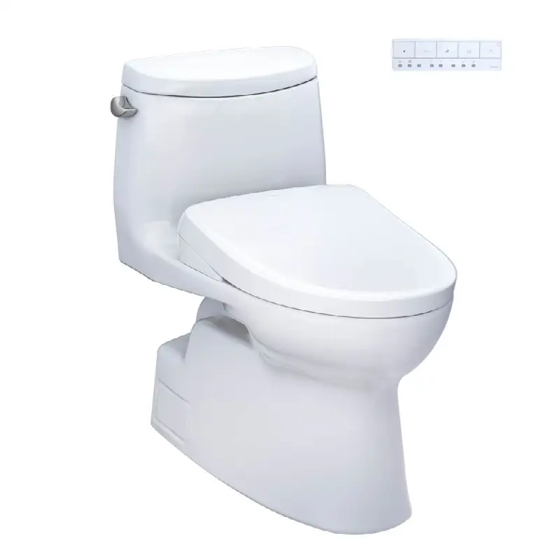 WASHLET®+ Carlyle® II One-Piece Elongated 1.28 GPF Toilet with Auto Flush WASHLET®+ S7 Contemporary Bidet Seat, Cotton White