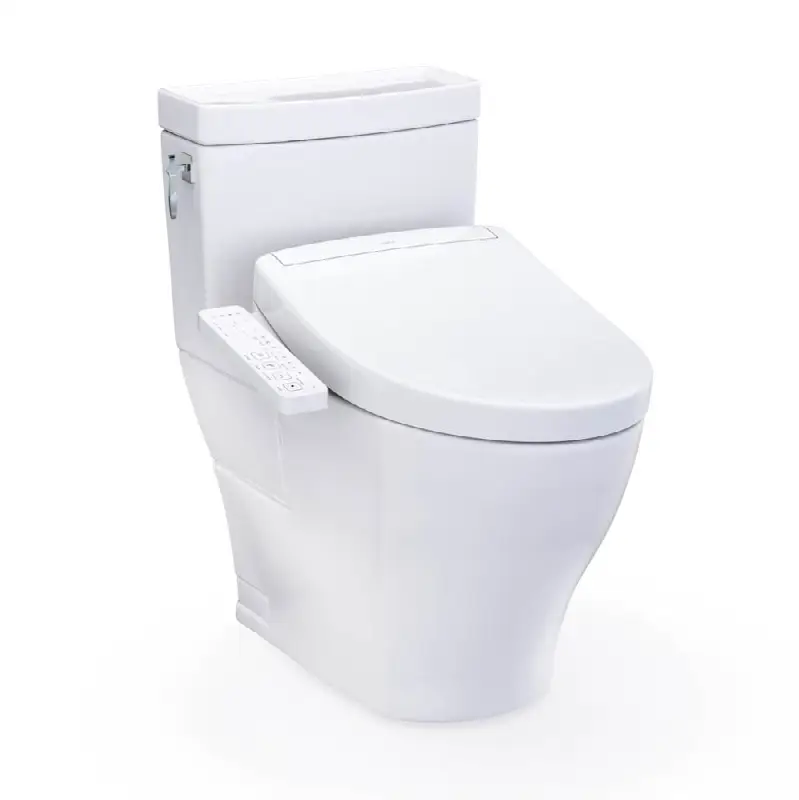 WASHLET+® Aimes One-Piece Elongated 1.28 GPF Toilet and WASHLET S2 Bidet Seat, Cotton White