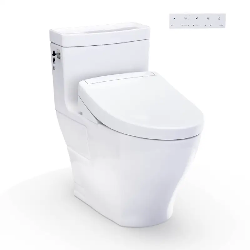 WASHLET+® Aimes One-Piece Elongated 1.28 GPF Toilet and WASHLET S5 Bidet Seat, Cotton White