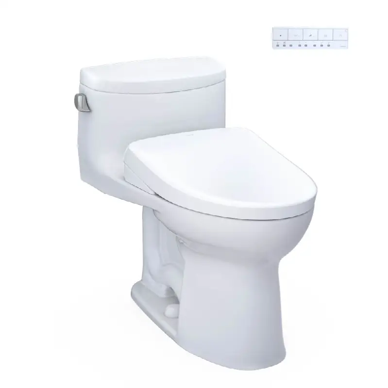 WASHLET®+ Supreme® II One-Piece Elongated 1.28 GPF Toilet and WASHLET®+ S7A Contemporary Bidet Seat, Cotton White