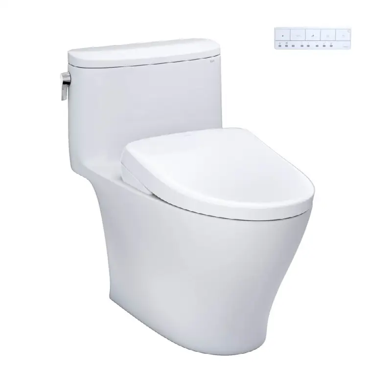 WASHLET®+ Nexus® One-Piece Elongated 1.28 GPF Toilet with Auto Flush S7 Contemporary Bidet Seat, Cotton White