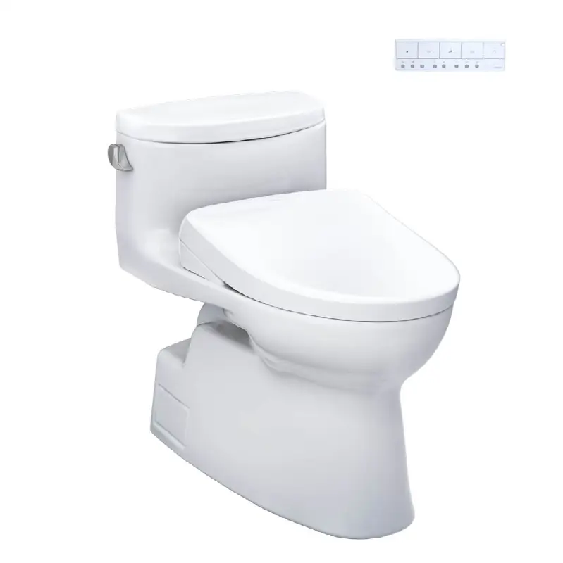 WASHLET®+ Carolina® II One-Piece Elongated 1.28 GPF Toilet and WASHLET®+ S7 Contemporary Bidet Seat, Cotton White