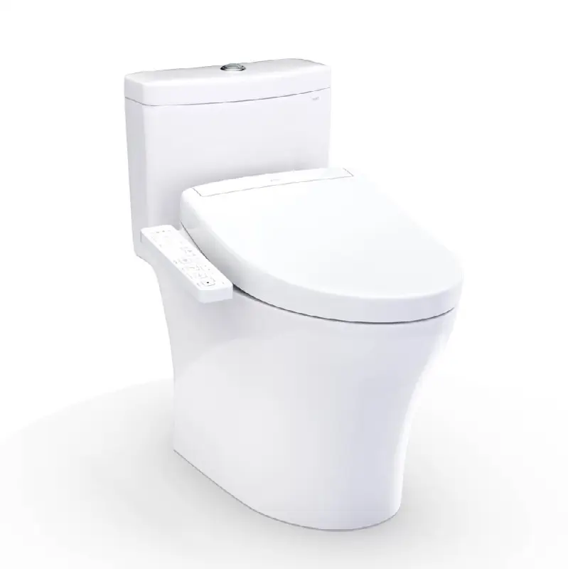 WASHLET®+ Aquia® IV One-Piece Elongated Dual Flush 1.28 and 0.9 GPF Toilet and WASHLET S2 Bidet Seat, Cotton White