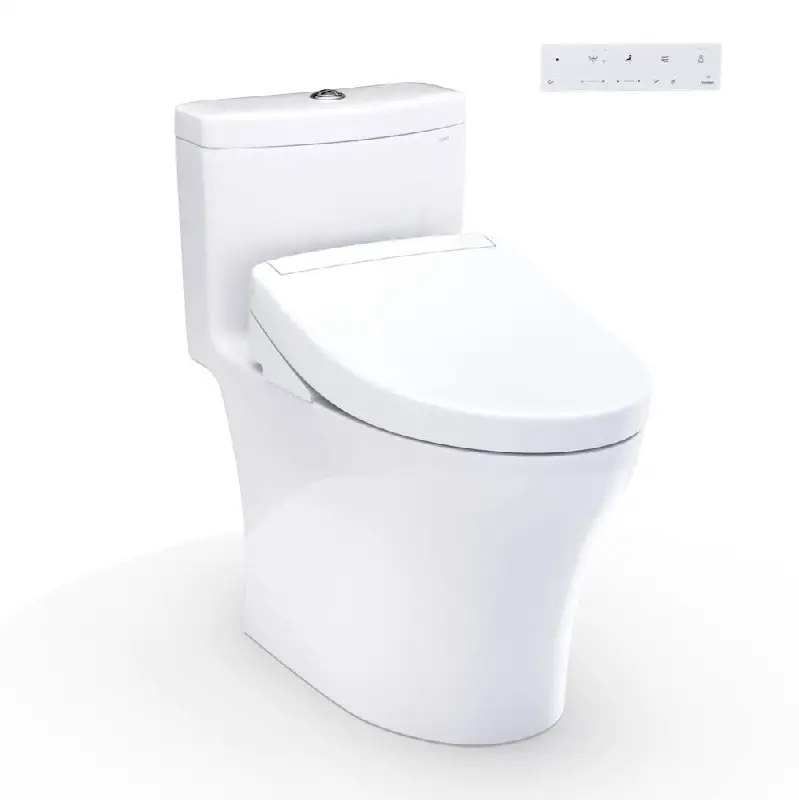 WASHLET®+ Aquia® IV One-Piece Elongated Dual Flush 1.28 and 0.9 GPF Toilet and WASHLET S5 Bidet Seat, Cotton White