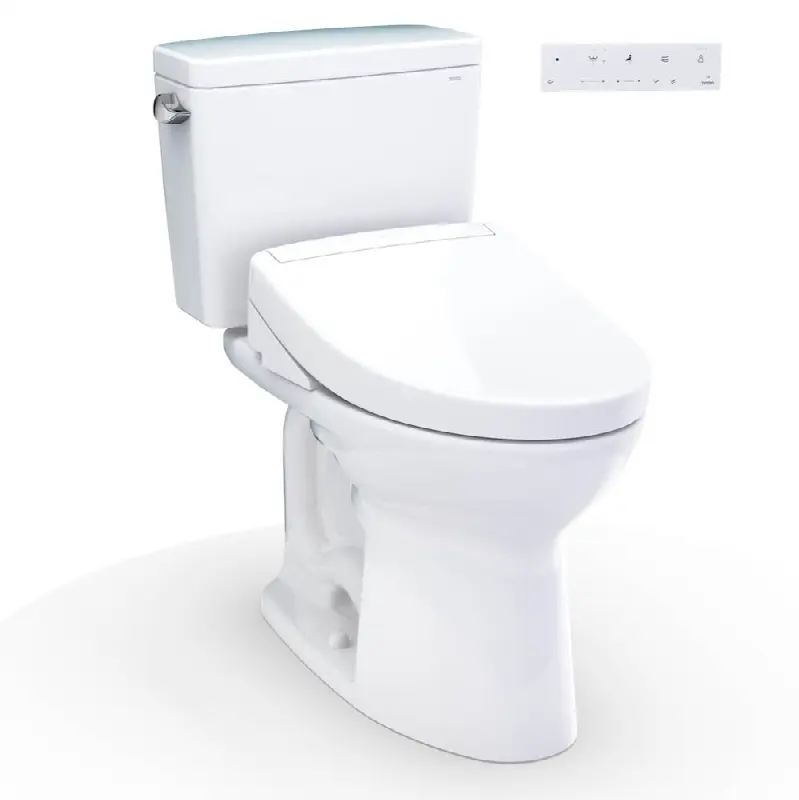 Drake® WASHLET®+ Two-Piece Elongated 1.28 GPF TORNADO FLUSH® Toilet with S5 Bidet Seat, Cotton White