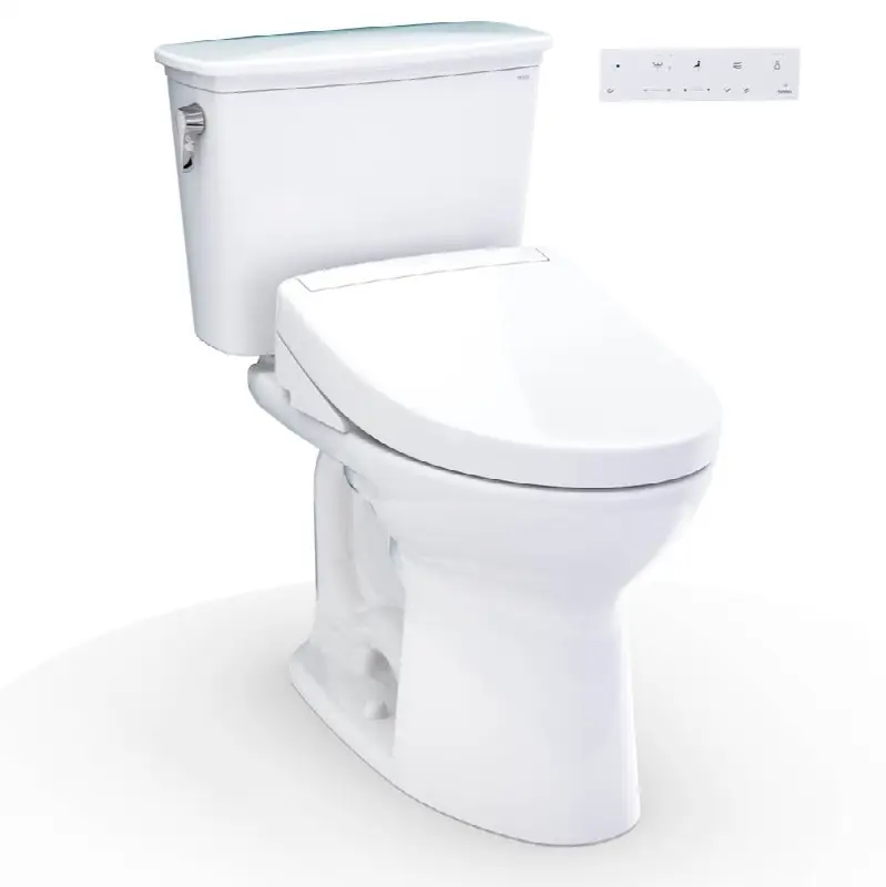 Drake® Transitional WASHLET®+ Two-Piece Elongated 1.28 GPF Universal Height TORNADO FLUSH® Toilet with S5 Bidet Seat, Cotton White