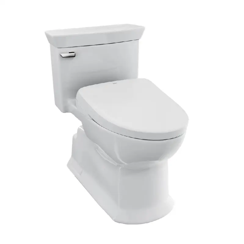 WASHLET®+ Soirée® Elongated 1.28 GPF Universal Height Toilet with Auto Flush S7 Bidet Seat, Contemporary Lid, Cotton White