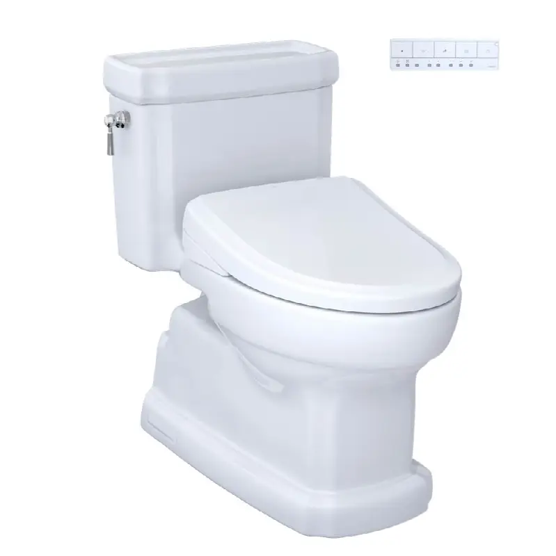 WASHLET®+ Eco Guinevere® Elongated 1.28 GPF Universal Height Toilet with S7 Classic Bidet Seat, Cotton White