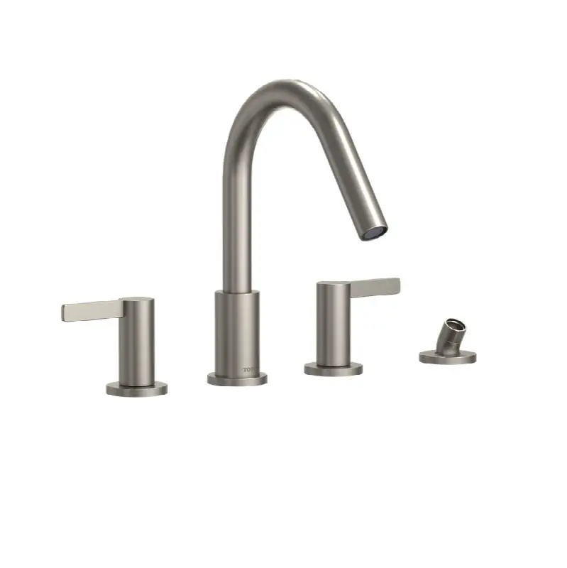 GF Two Lever Handle Deck-Mount Roman Tub Filler Trim with Handshower, Brushed Nickel