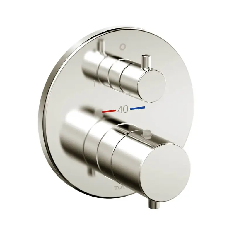 Round Thermostatic Mixing Valve with Two-Way Diverter Shower Trim, Brushed Nickel