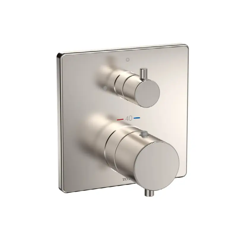 Square Thermostatic Mixing Valve with Volume Control Shower Trim, Brushed Nickel