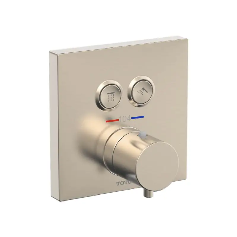 Square Thermostatic Mixing Valve with 2-Function Shower Trim, Brushed Nickel