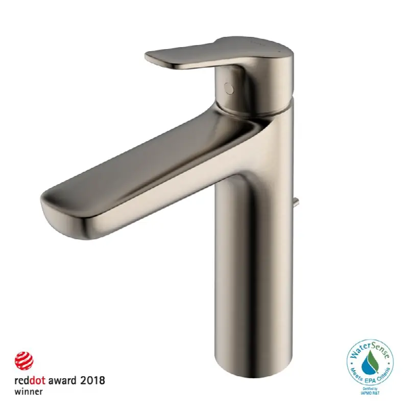 GS Series 1.2 GPM Single Handle Bathroom Faucet for Semi-Vessel Sink with COMFORT GLIDE Technology and Drain Assembly, Brushed Nickel