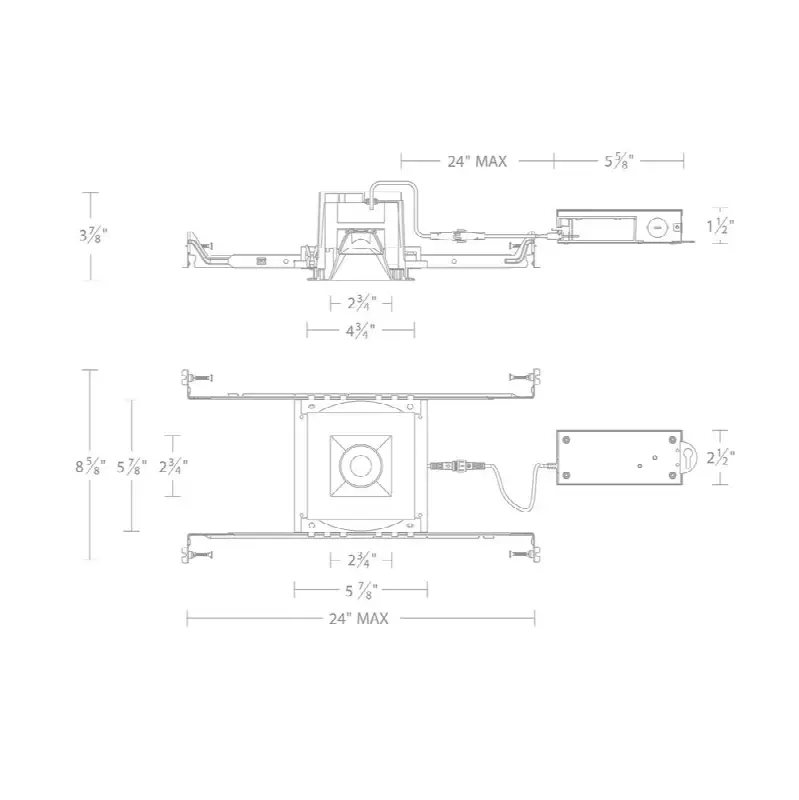 Ocular 2.0 5CCT Square Downlight Trim and Remodel Housing with New Construction Frame-In Kit and Driver