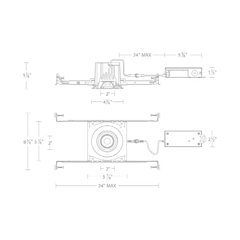 Ocular 3.0 5CCT Round Adjustable Trim and Remodel Housing with New Construction Frame-In Kit and Driver