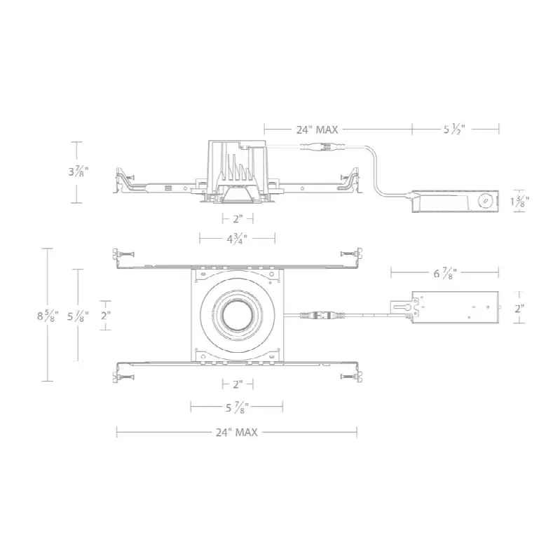 Ocular 3.0 Dim-to-Warm Round Adjustable Trim and Remodel Housing with New Construction Frame-In Kit and Driver