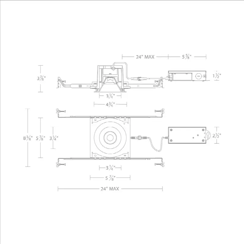 Ocular 3.0 5CCT Round Donwlight Trim and Remodel Housing with New Construction Frame-In Kit and Driver