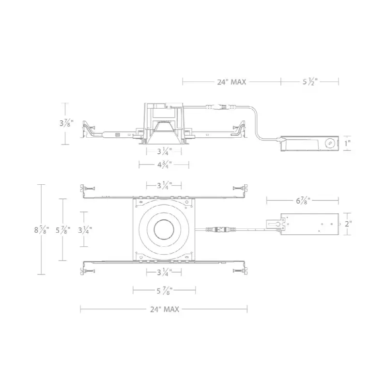 Ocular 3.0 Dim-to-Warm Round Downlight Trim and Remodel Housing with New Construction Frame-In Kit and Driver