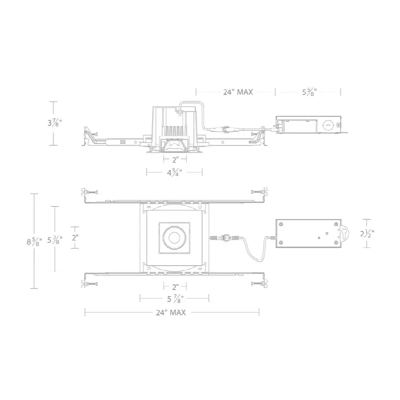 Ocular 3.0 5CCT Square Adjustable Trim and Remodel Housing with New Construction Frame-In Kit and Driver