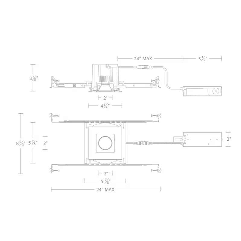 Ocular 3.0 Dim-to-Warm Square Adjustable Trim and Remodel Housing with New Construction Frame-In Kit and Driver