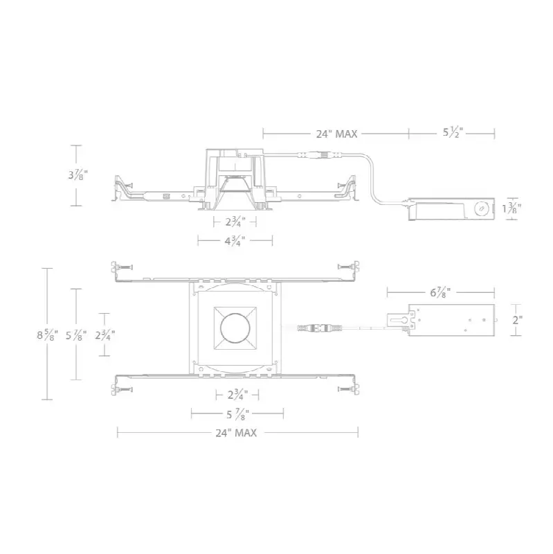 Ocular 3.0 Dim-to-Warm Square Downlight Trim and Remodel Housing with New Construction Frame-In Kit and Driver