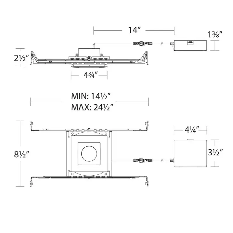 Pop-In 4" Remote New Construction Square Downlight 5CCT