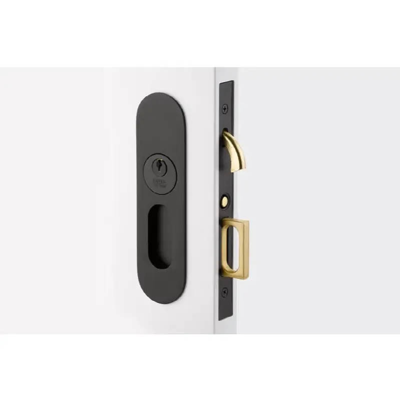 Keyed, Narrow Oval Pocket Door Mortise Lock, US