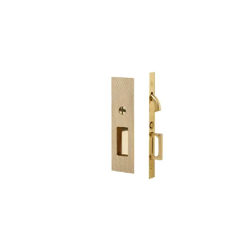 Privacy, Knurled Narrow Modern Rectangular Pocket Door Mortise Lock, US