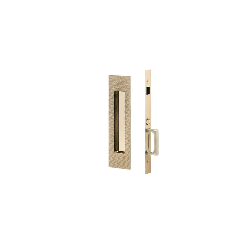 Dummy, Knurled Narrow Modern Rectangular Pocket Door Mortise Lock, US
