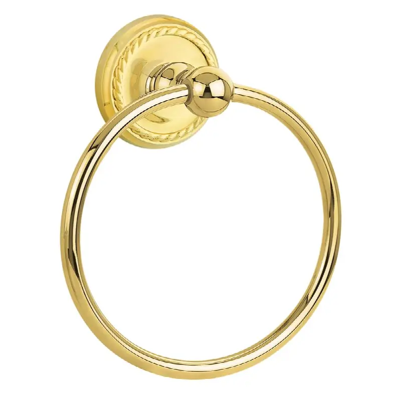 Brass TowelRing, Rope Rosette, 6-7/8", US
