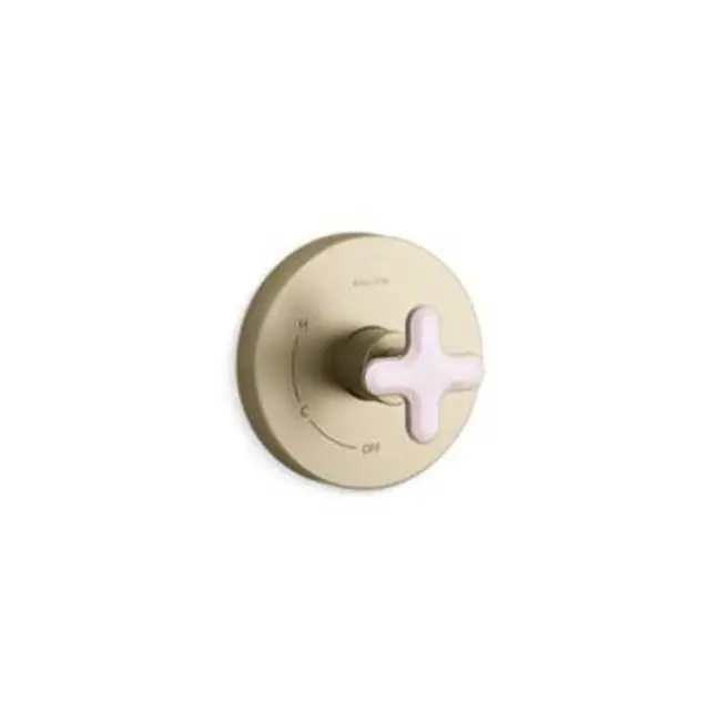 002® Pressure Balance Trim, Rose Quartz0 in Brushed French Gold