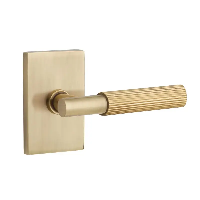 Select Passage, Modern Rectangular Rosette US7, T-Bar Stem US7, Straight Knurled Handle US7, LH