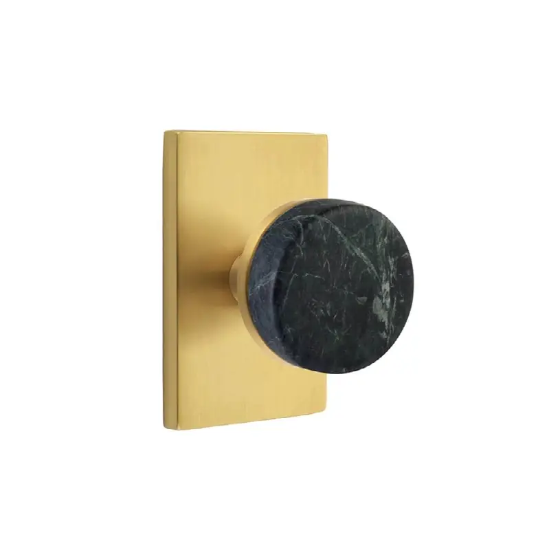 Select Privacy, Modern Rectangular Rosette US7, Conical Stem US7, Green Marble Knob