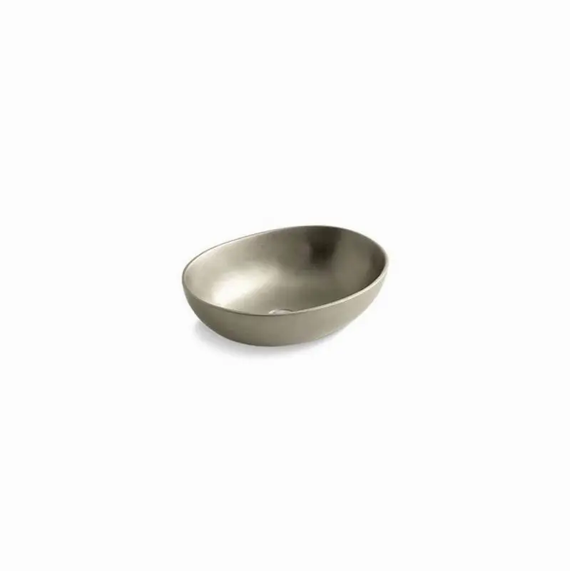 Obidos Elliptical White Bronze Vessel in White Satin Bronze