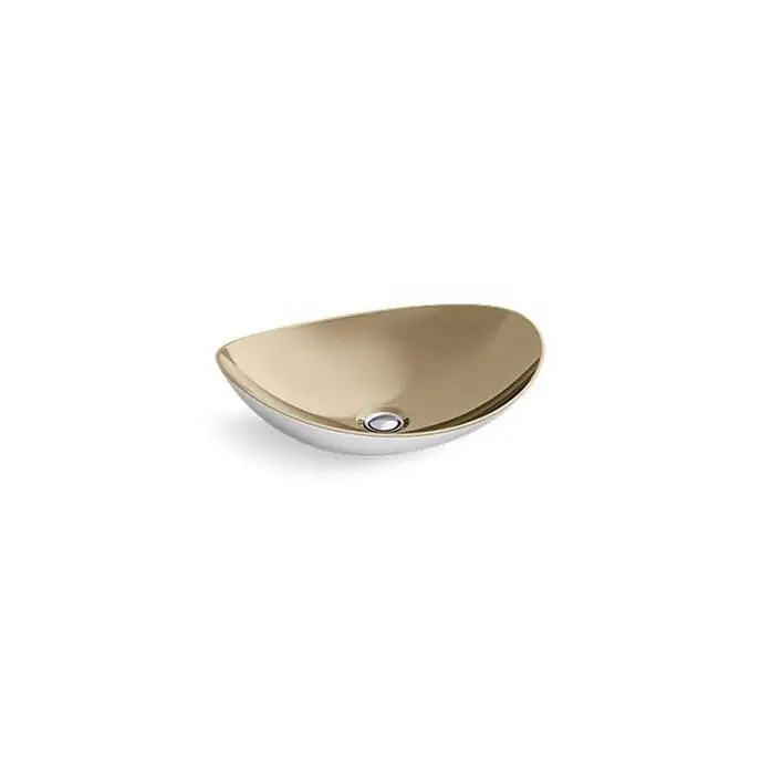 Myam® Vessel, Matte Wht, Pol Trad Bronze in Polished Bronze