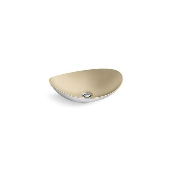 Myam® Vessel, Matte White, Satin Bronze in Satin Bronze