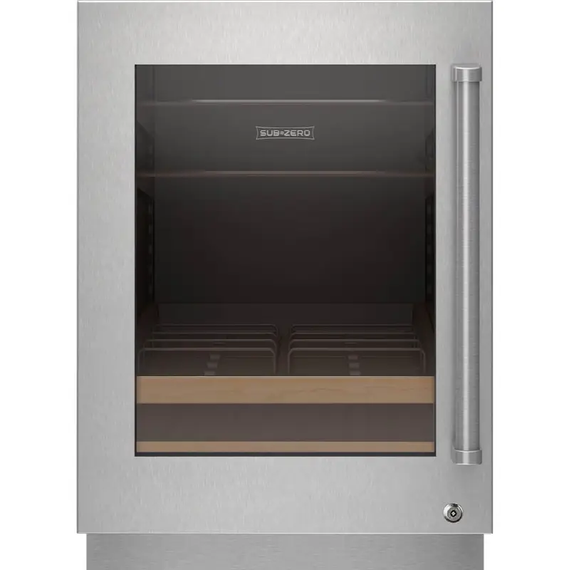 Designer Series Undercounter Stainless Steel Glass Door Panel With Lock And Pro Handle - Left Hinge