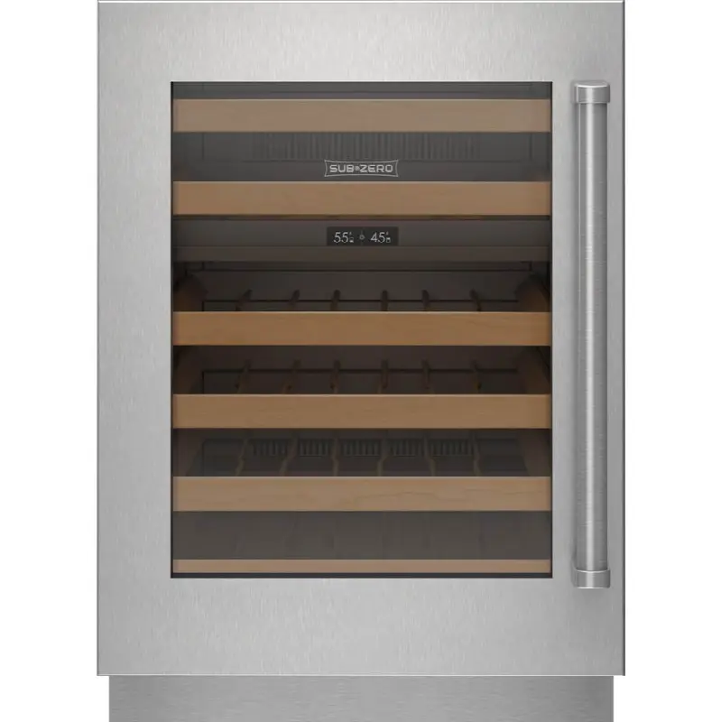 Designer Series Undercounter Stainless Steel Glass Door Panel With Pro Handle - Left Hinge