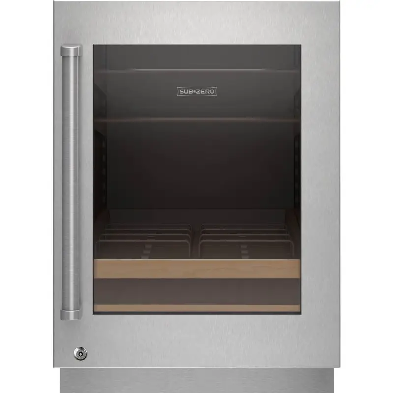 Designer Series Undercounter Stainless Steel Glass Door Panel With Lock And Pro Handle - Right Hinge