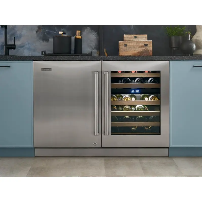 Designer Series Undercounter Stainless Steel Glass Door Panel With Pro Handle - Right Hinge