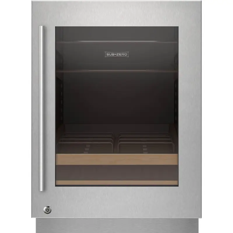 Designer Series Undercounter Stainless Steel Door Panel With Lock And Tubular Handle - Right Hinge