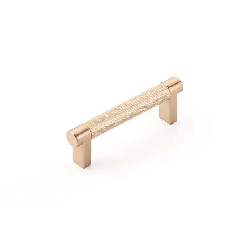 Select Cabinet Pull 8 in C-C, Rectangular Stem US19, Knurled Bar