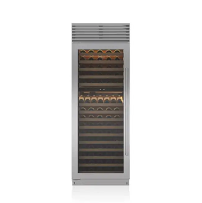 30" Wine Storage, Glass Door, SS, Tubular Handle, Left Hinge
