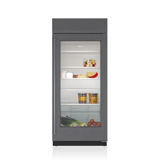 36" Built-In, All Refrigerator, Glass Door, Overlay, Tubular Handle, Right Hinge